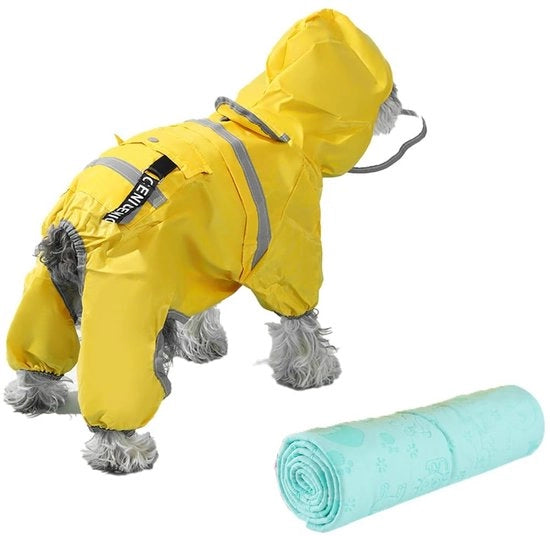 Reggiserviette per cani impermeabili con riflessi e cappuccio, flessibili, protezione contro la pioggia, ideale per cani di piccola e media taglia.