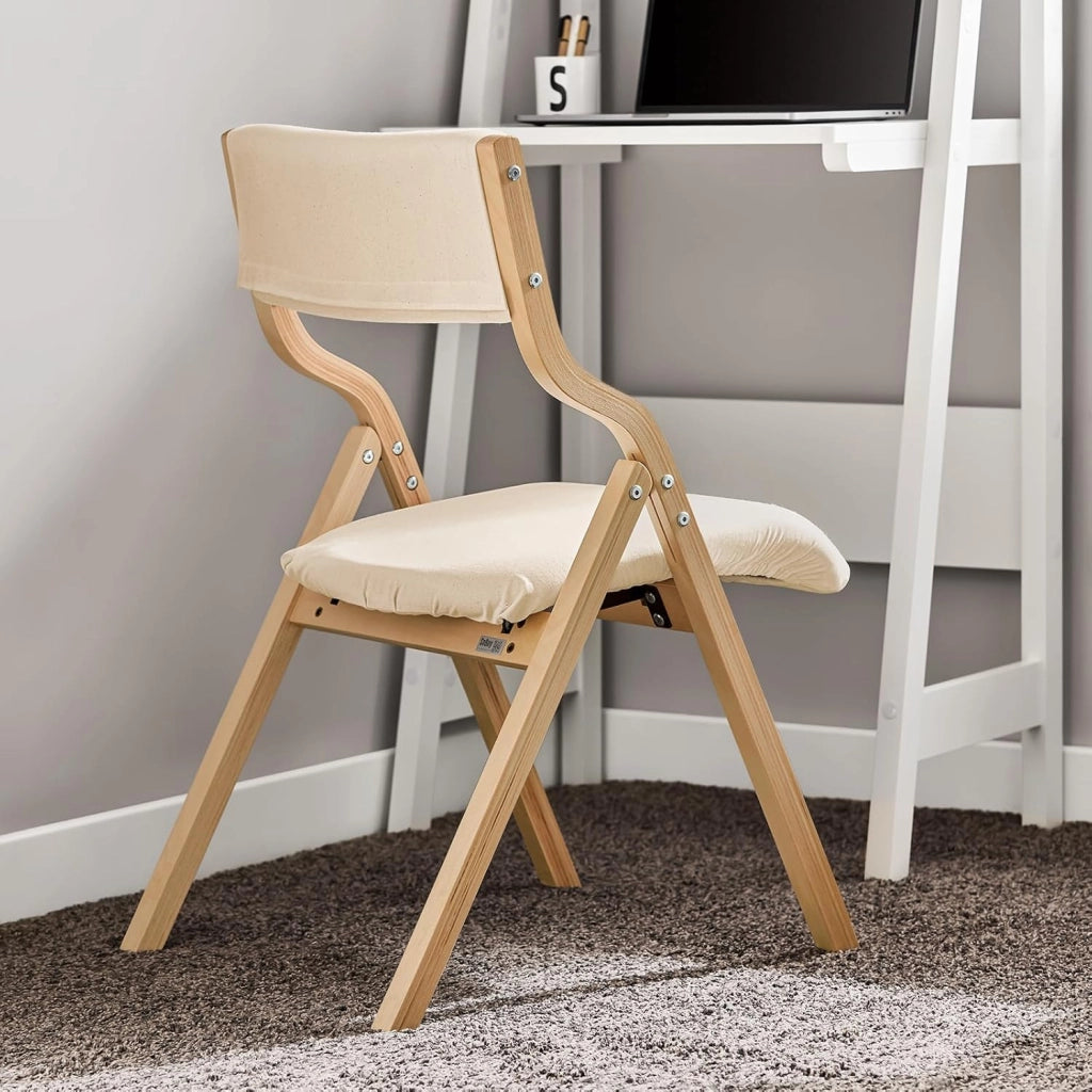 Sedia Pieghevole da Pranzo con Seduta e Schienale Imbottiti, Design Elegante e Salvaspazio, Comoda e Resistente, Facile da Riporre, Perfetta per Cucina, Ufficio e Esterno, Beige FST40-W