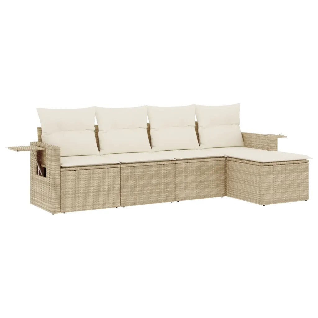 Set Divano da Giardino 5 pz con Cuscini Beige in Polyrattancod mxl 89261