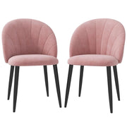 SET 2 SEDIE DA PRANZO IMBOTTITE STILE NORDICO IN METALLO E VELLUTO, 52X54X79CM, ROSA
