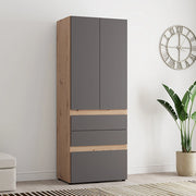 Armadio Camera da Letto Venas, Guardaroba 2 Ante Appendiabiti, 79x208h cm Nero Antracite