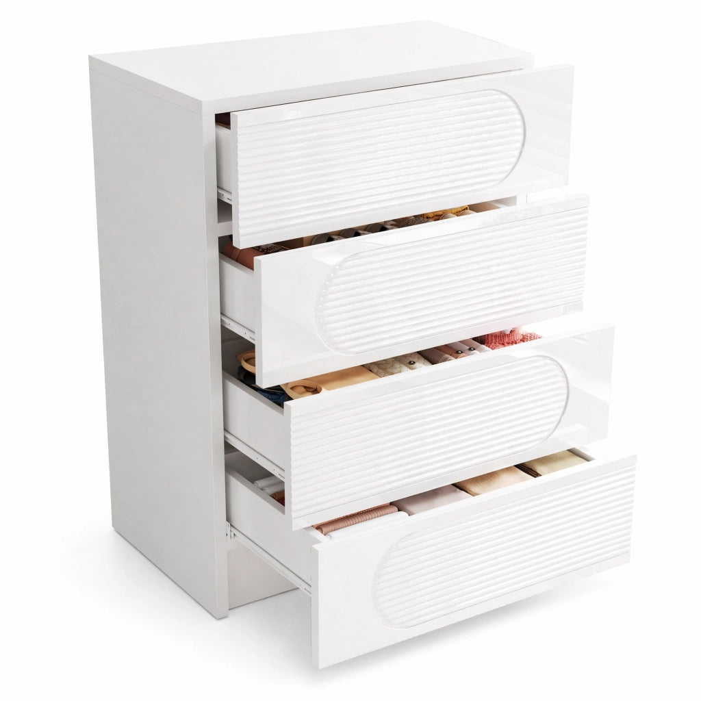 Cassettiera moderna a 4 cassetti 60x38;5x85 cm in MDF e truciolare bianco