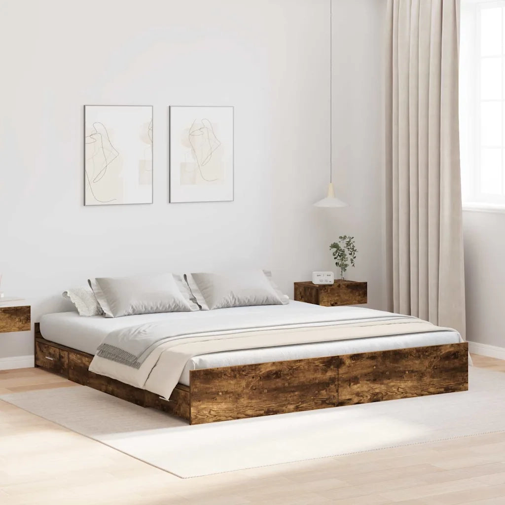 Struttura letto con contenitore Rovere fumé 180 x 200 cm 3335273