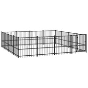 Cuccia gabbia per animali da esterno pac per cani in acciaio 15,05 m² nero 02_0041798