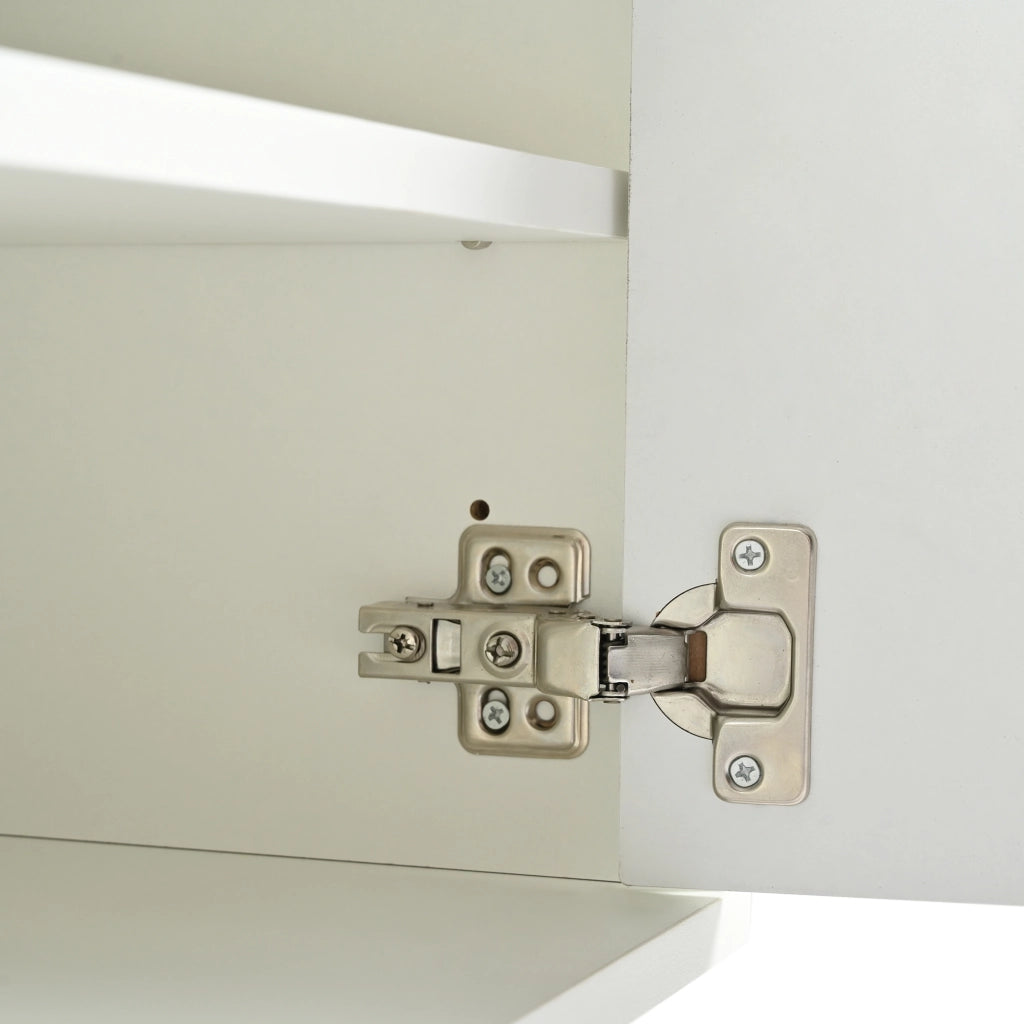 Mobile porta TV con quattro ante e otto ripiani, gambe dorate, design a scanalature verticali, bianco 190 × 38 × 48 cm