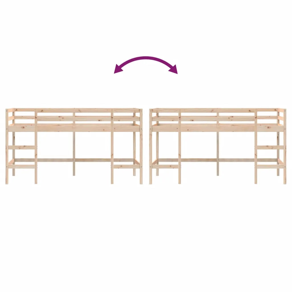 Letto Soppalco con Scala Bambini 80x200cm Massello Pino 835895