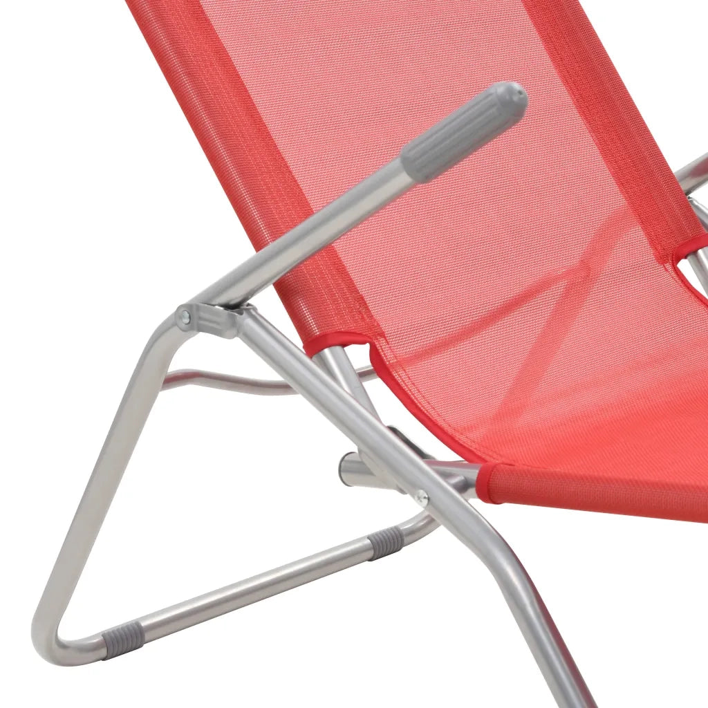 Lettini Prendisole Pieghevoli 2 pz in Textilene Rosso 44339