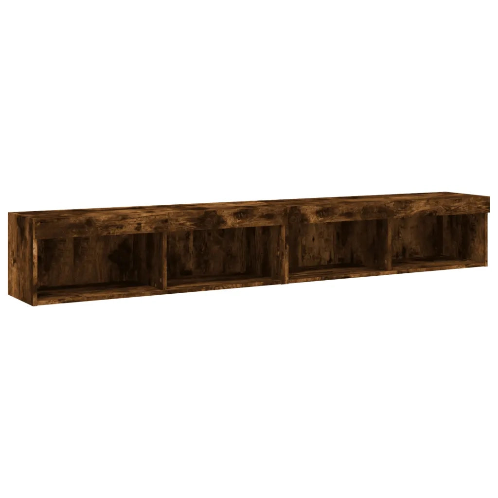 vidaXL Mobili Porta TV con Luci LED 2 pz Rovere Fumo 100x30x30 cm