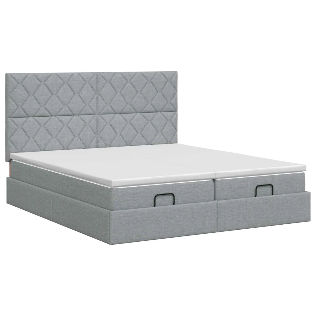 Letto ottomano con materasso 2 pz Grigio Chiaro Tessuto 3457876