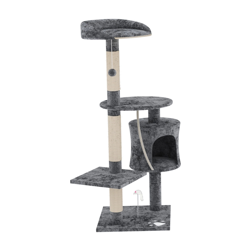 Tiragraffi Albero Palo Gioco Per Gatti Con Corda In Sisal Naturale Tira Graffi Angolare Multifunzione Giocattolo Stimolante Cuccia Per Gatto Adulto Cucciolo Domestico 112 Cm Grigio