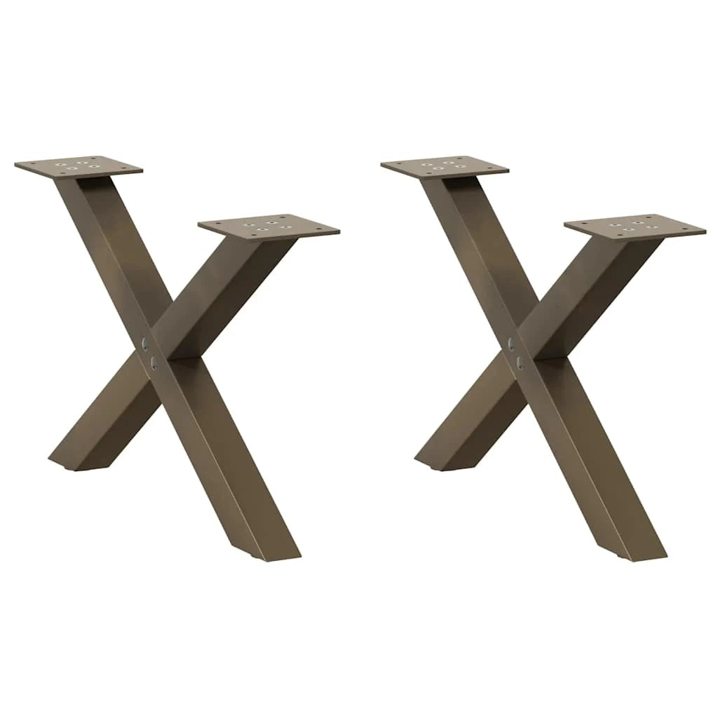 Set di 2 gambe regolabili per tavolino a forma di X 50 x 30 cm in acciaio naturale 02_0057154