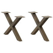 Set di 2 gambe regolabili per tavolino a forma di X 50 x 30 cm in acciaio naturale 02_0057154