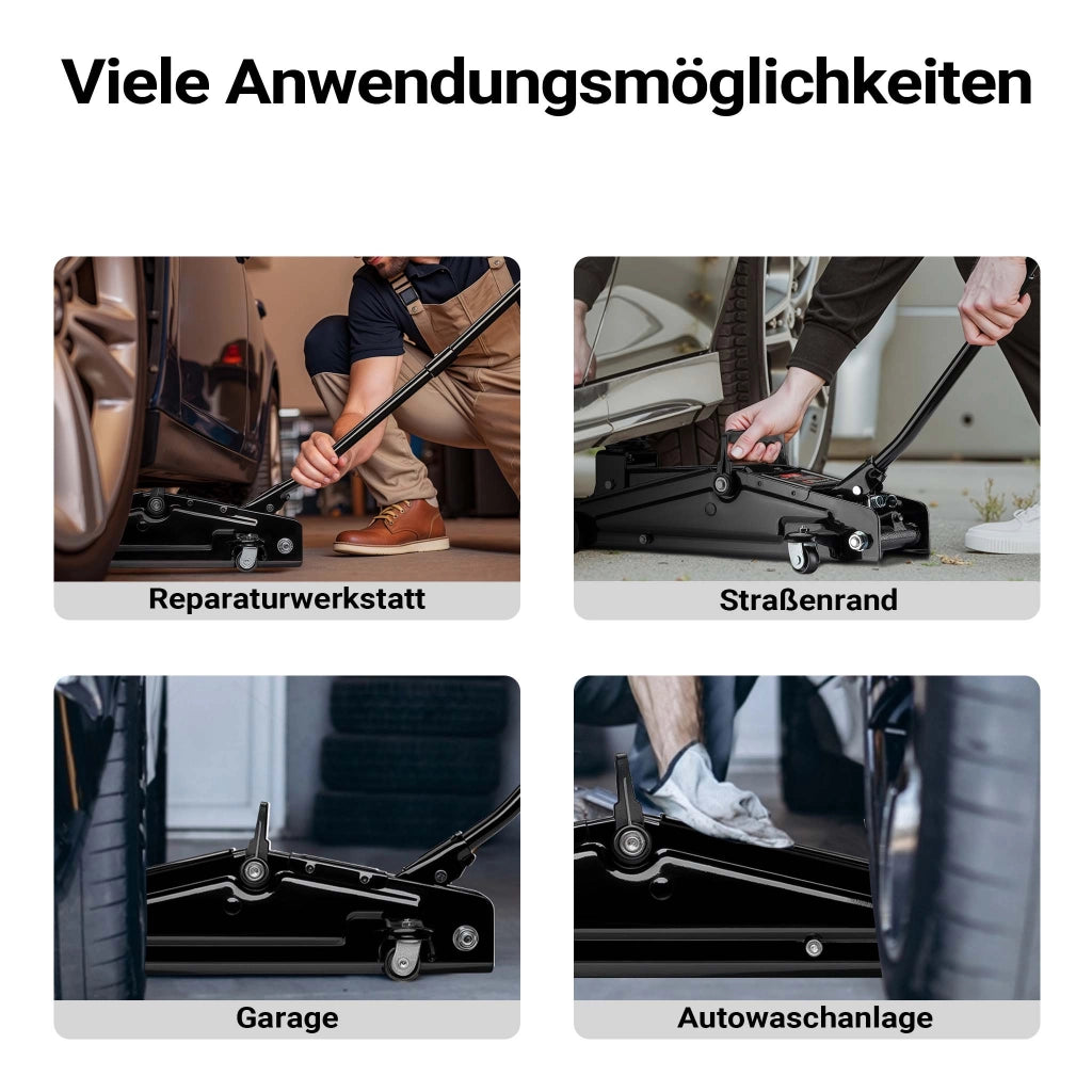 Sollevatore auto max 3t, cric idraulico con altezza di sollevamento di 13,5-40 cm, carrello sollevatore per auto, SUV, roulotte, cric idraulico a carrello