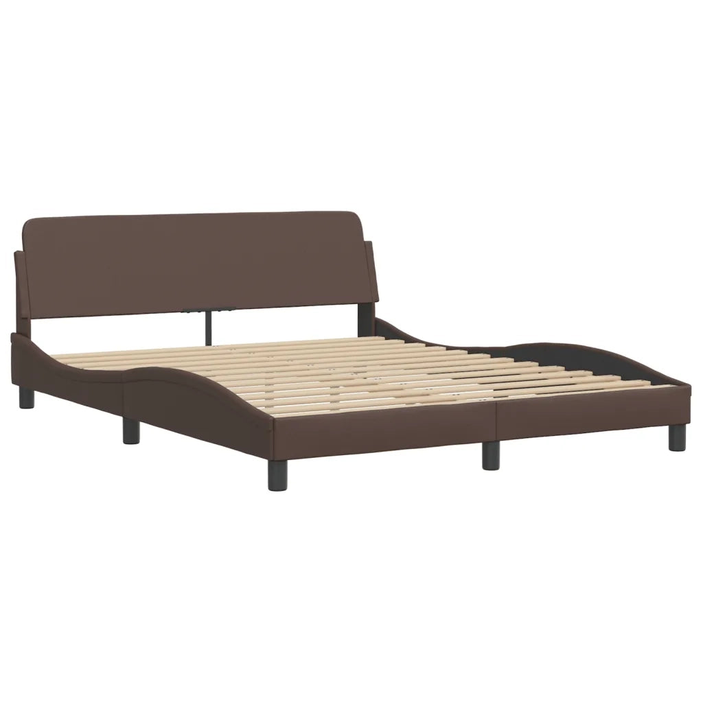 Letto con Materasso Hvar Marrone 160x200cm in Similpelle 3208733