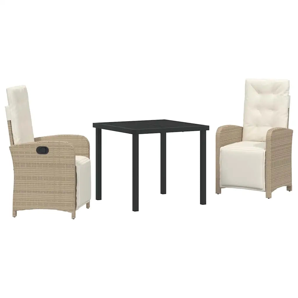 Set da Pranzo per Giardino con cuscino 3 pcs Beige polyrattan 3380330