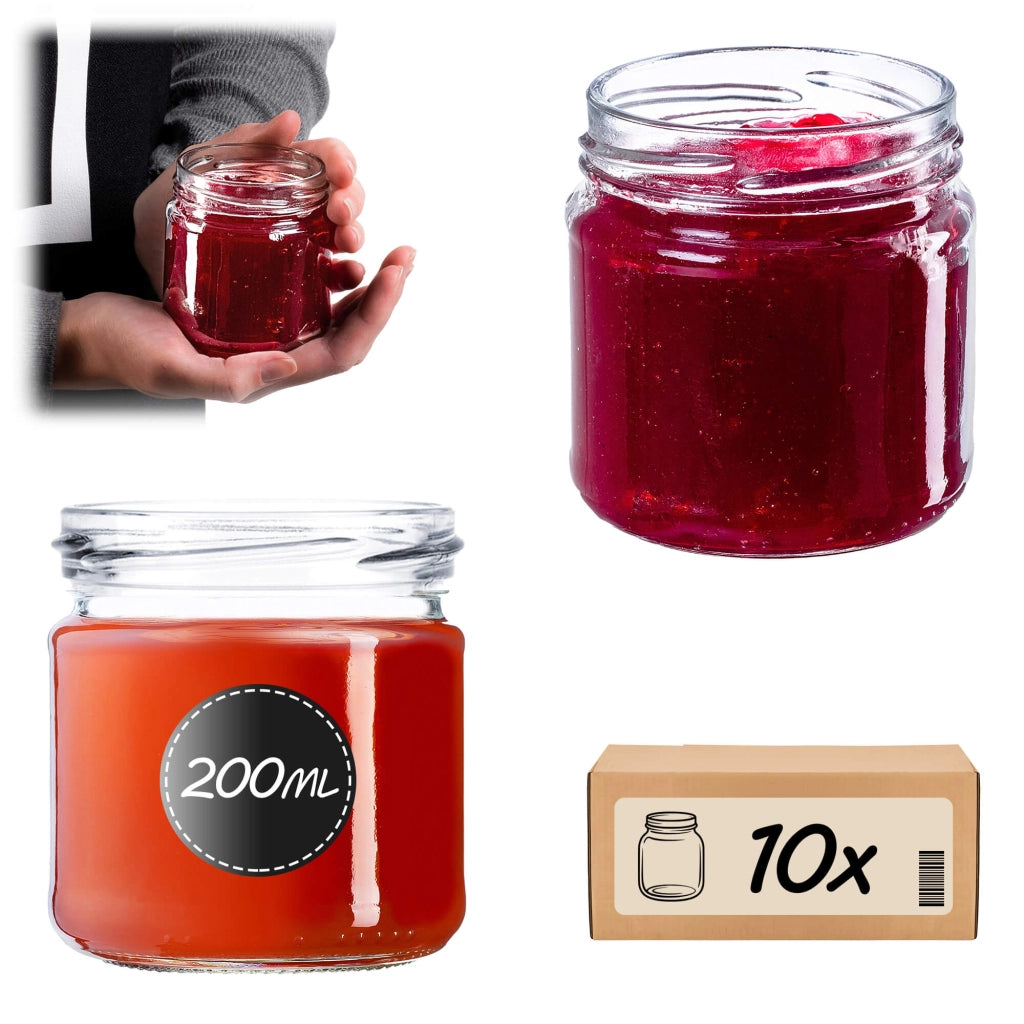KADAX 10 barattoli da 200 ml per miele, marmellata, conserve in vetro Fi 66
