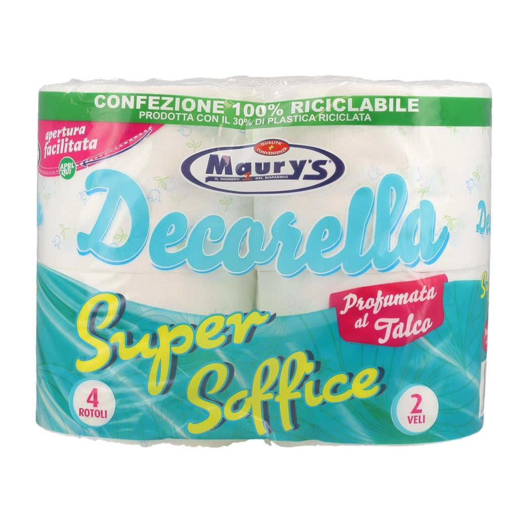 MAURY'S CARTA IGIENICA 4 MAXI ROTOLI 2 VELI DECORELLA PROFUMATA DECORATA