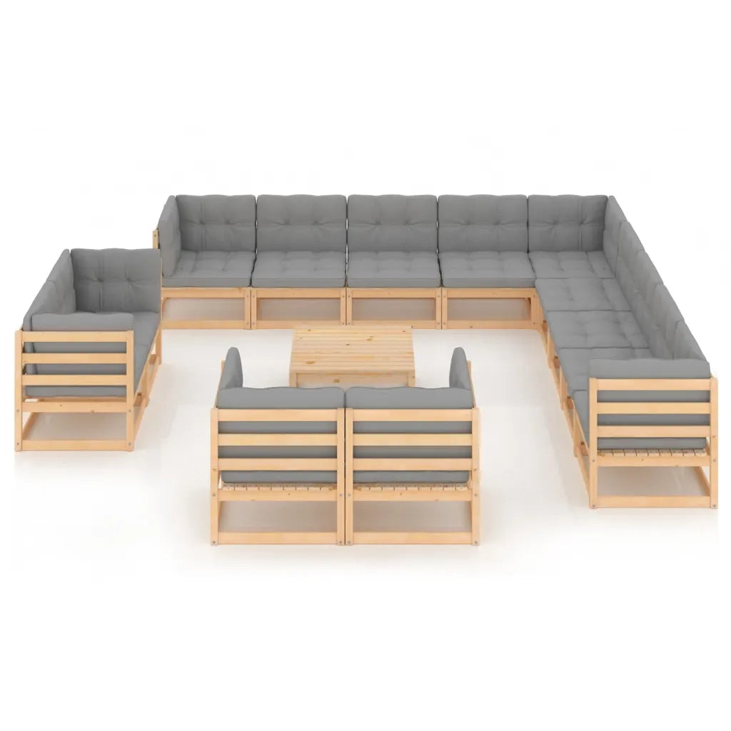 Set Divani da Giardino 14 pz con Cuscini Legno Massello di Pino cod mxl 38084