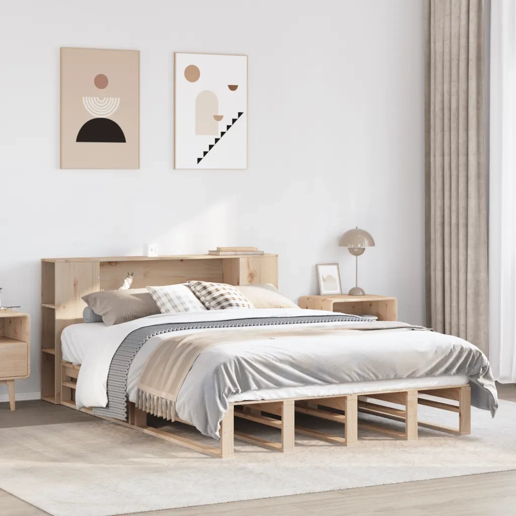 Letto Libreria senza Materasso 140x200 cm in Legno Massello 3323875