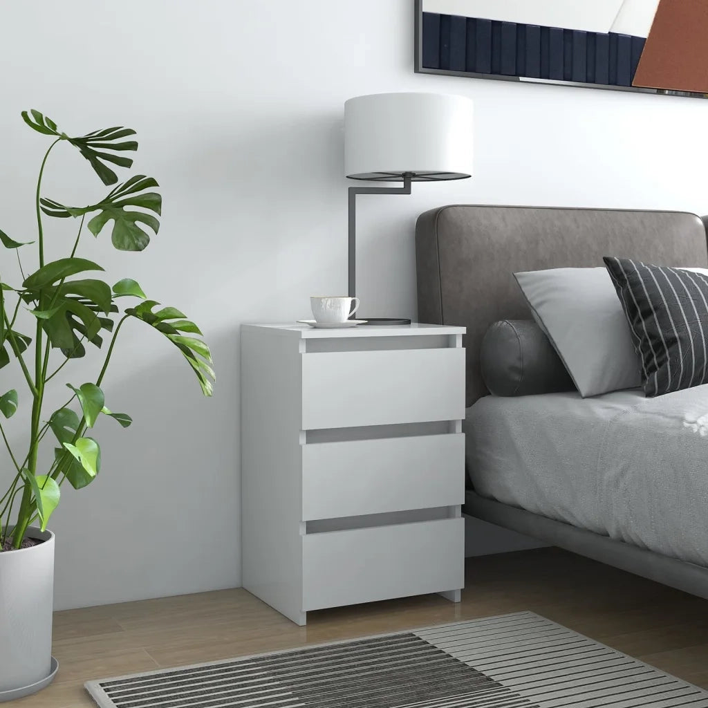 Comodino | Armadio da Notte | Mobiletto da notte Bianco 40x35x62,5 cm in Legno Multistrato