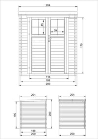 TIMBELA M309F Casetta da Giardino in Legno per Esterni con porta con serratura di alta qualità- A200x204x204cm/3.53 m2