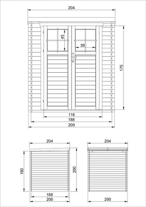 TIMBELA M309F Casetta da Giardino in Legno per Esterni con porta con serratura di alta qualità- A200x204x204cm/3.53 m2