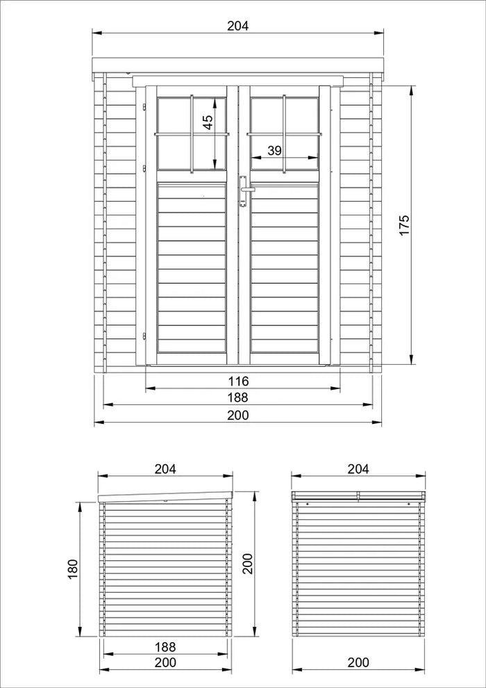 TIMBELA M309F Casetta da Giardino in Legno per Esterni con porta con serratura di alta qualità- A200x204x204cm/3.53 m2