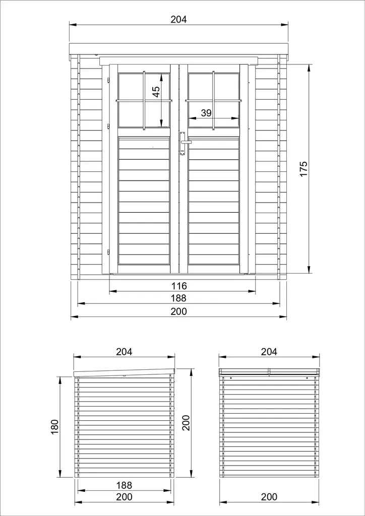 TIMBELA M309F Casetta da Giardino in Legno per Esterni con porta con serratura di alta qualità- A200x204x204cm/3.53 m2