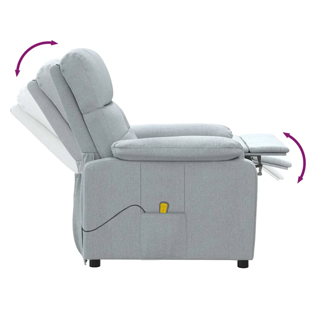 Poltrona Massaggiante Reclinabile Grigio Chiaro in Tessuto cod mxl 32327