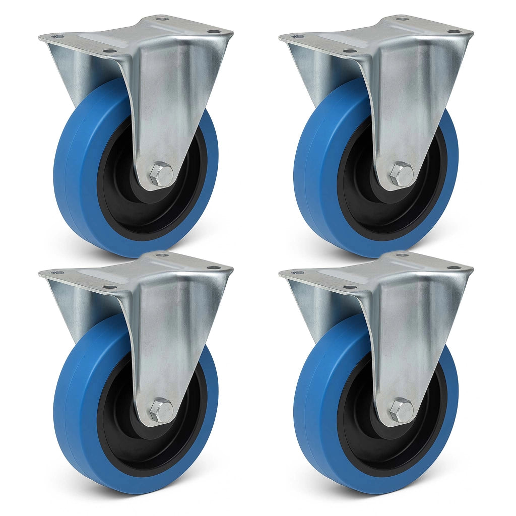 Set di 4 ruote fisse da 160 mm per trasporto, con piastra di montaggio, max 300 kg per ruota