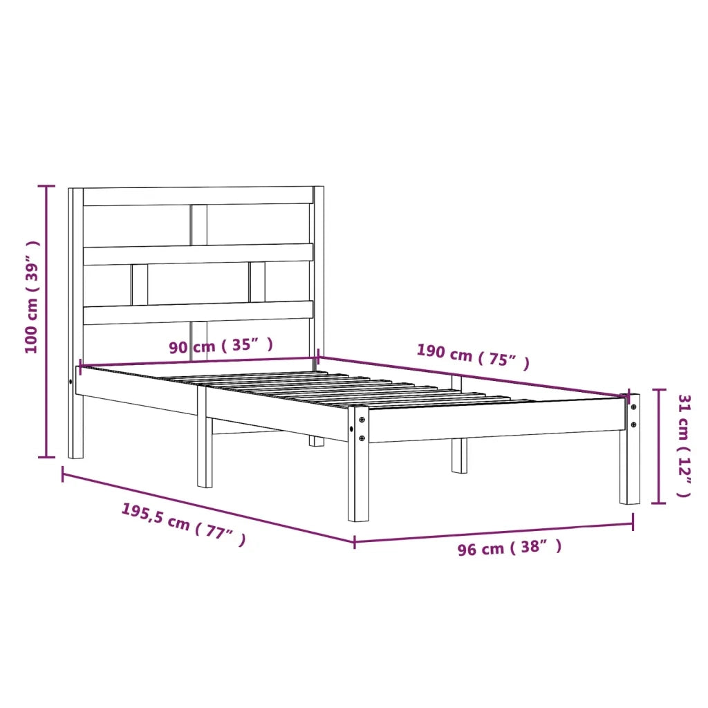 Giroletto Bianco 90x190 cm Single in Legno Massello 3101184