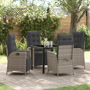Set da Pranzo per Giardino con cuscino 5 pcs Grigio polyrattan 3380548