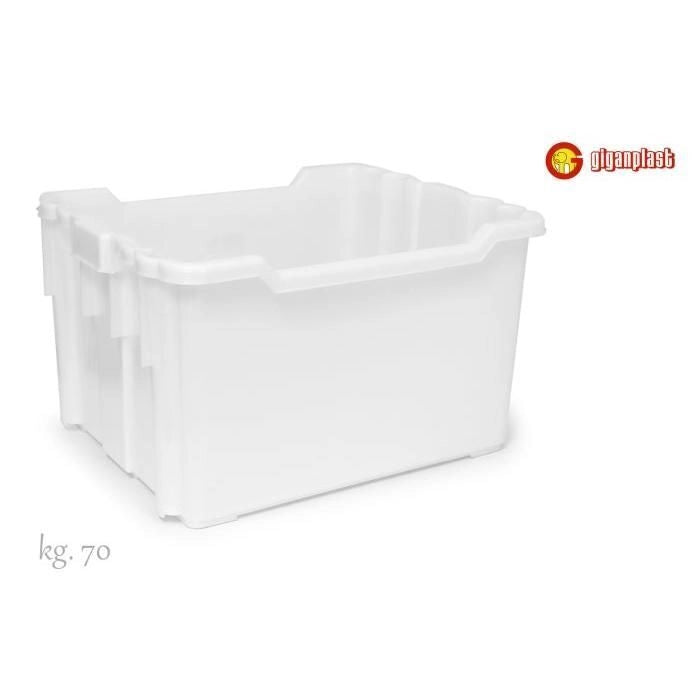 Giganplast GPS455320 Strong Cesta Trasporto 60x50x36 cm HDPE uso alimentare portata 70 Kg sovrapponibile colore Bianco