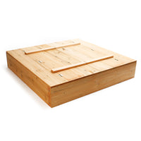 Sabbiera in legno 98x98x18 cm con coperchio ribaltabile e panchine Sabbionaia