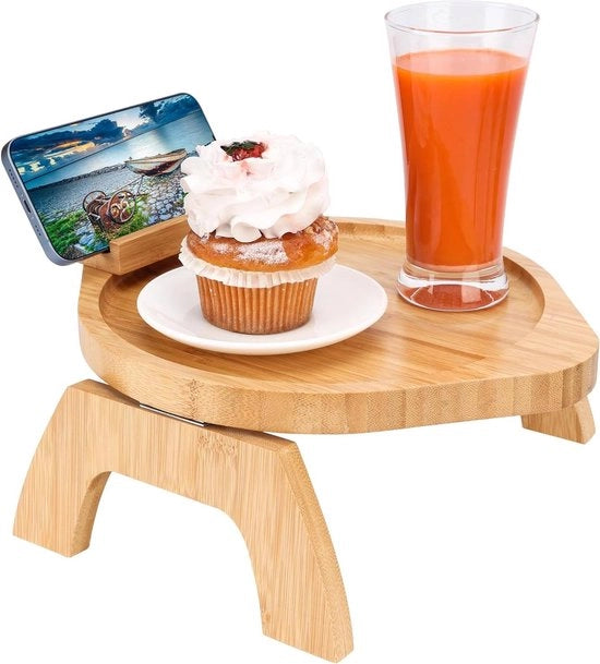 Supporto per Braccio del Divano in Legno di Bambù con Cassa Portatile e Sostegno Mobile - Cassetto per Cucina e Ristorazione - Supporto per TV e Tablet - Deposito per Snack, Tazze e Riviste.