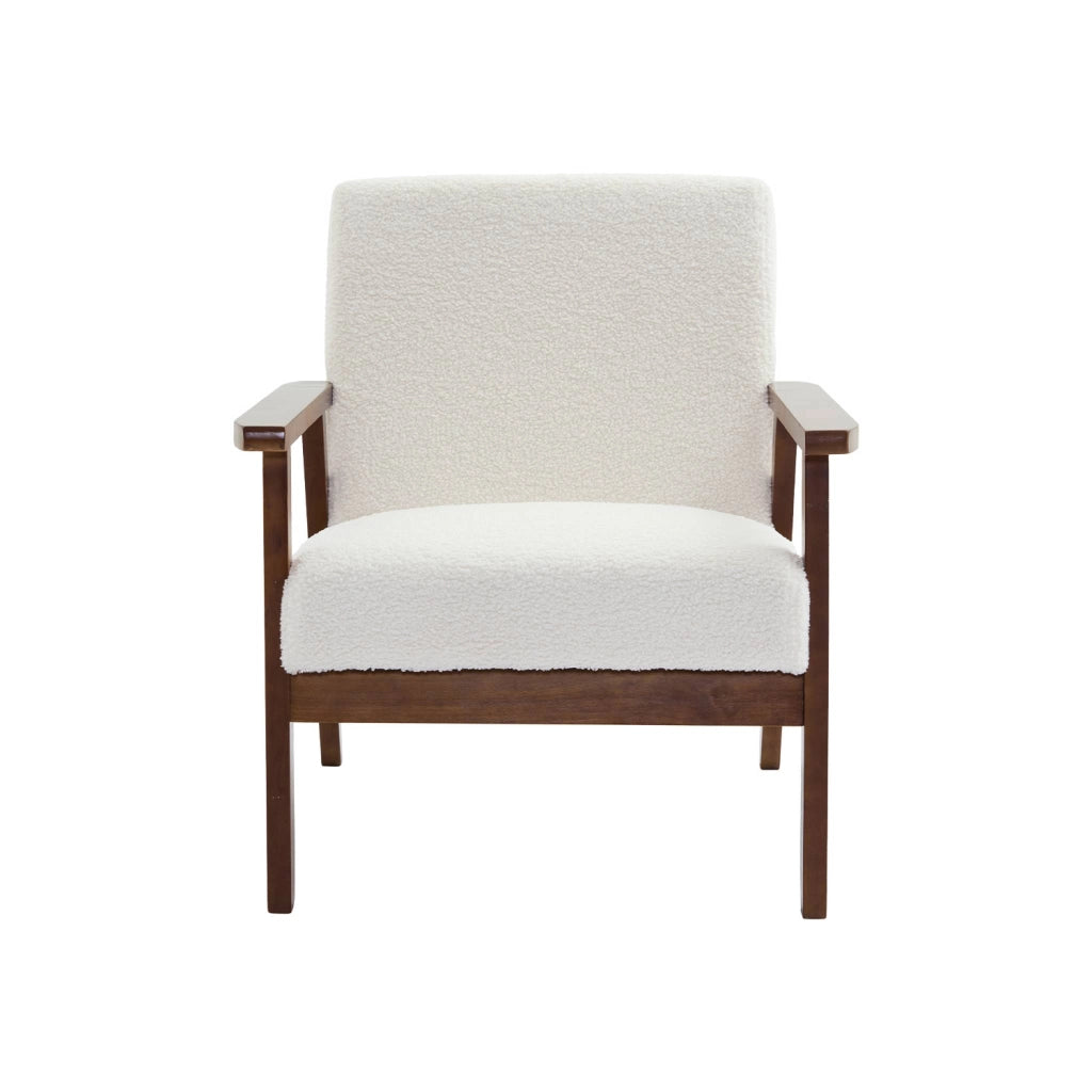Set panca e poltrona in tessuto bouclé, 3 posti, bouclé bianco