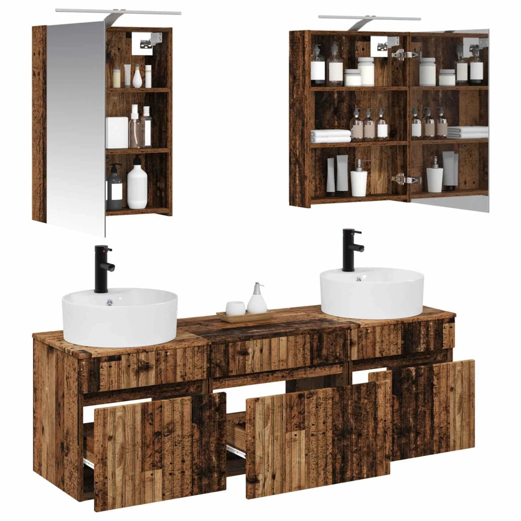 Set di Armadi da Bagno 5 pcs Legno antico 50 x 14,5 x 70 cm 3406597