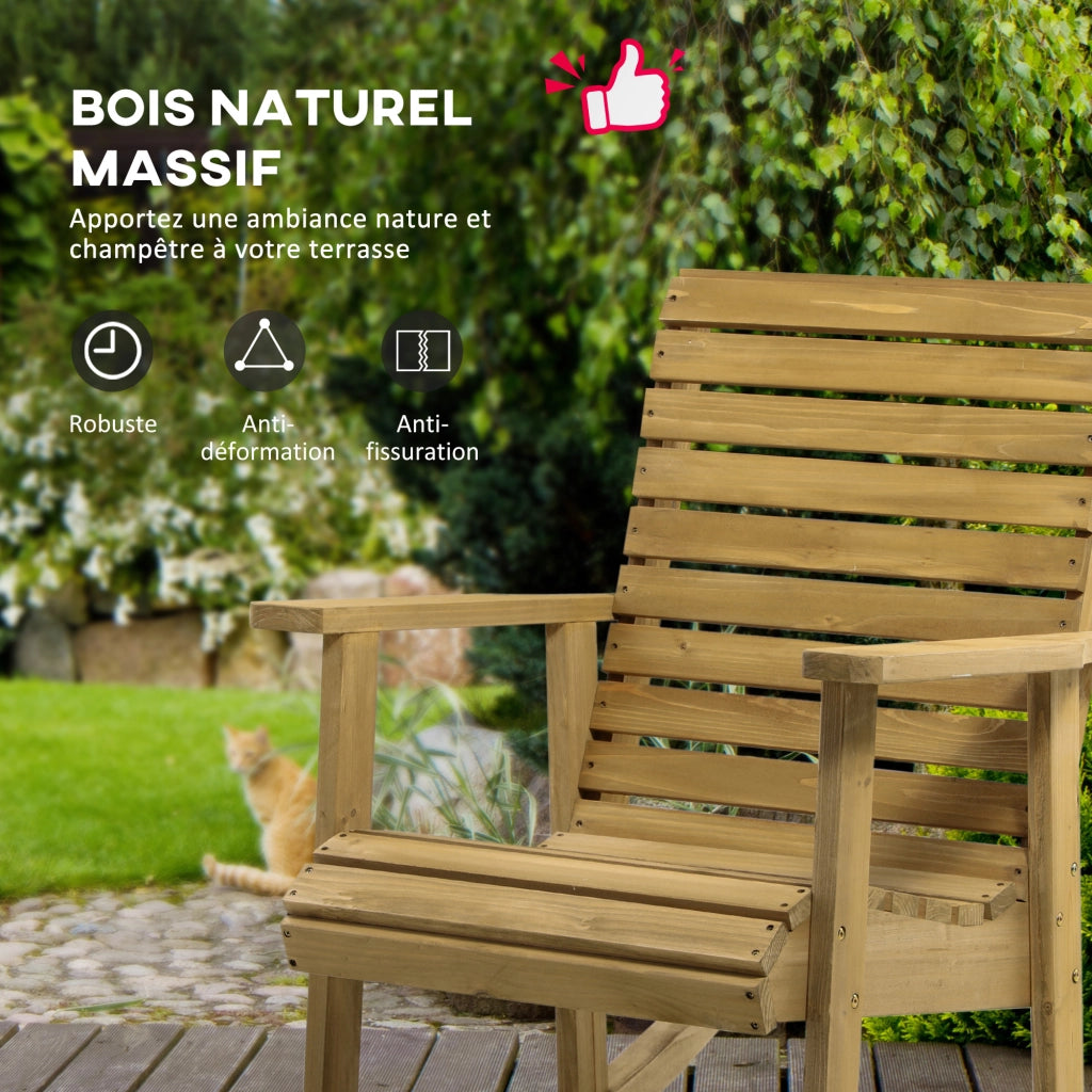 Poltrona dondolo da giardino in legno massello ¨C zephmum ¨C 64x86x85 cm marrone