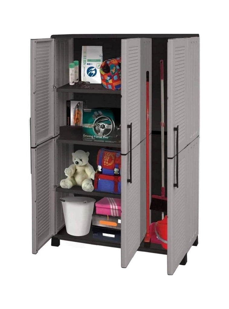Mobile da Giardino Aruro, Armadio da Esterno 3 Ripiani Made in Italy, 102x37x169h cm Grigio Chiaro