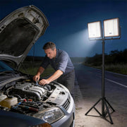 2 faretti a LED a batteria da 200 W, 16000 lm, super luminosi, ricaricabili, con cavo di ricarica USB‑C da 2 m, per garage, officina o cantiere