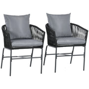 Set di 2 sedie da giardino con cuscini struttura in metallo per giardino e terrazzo colore nero.