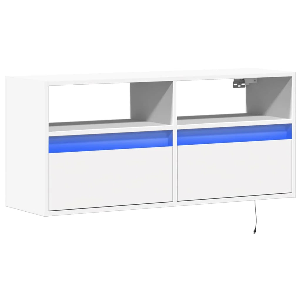 Mobile TV multimediale scaffale TV credenza mobile TV sala da pranzo soggiorno camera da letto mobile da parete con luci LED 100 x 31 x 45 cm bianco 02_0027844