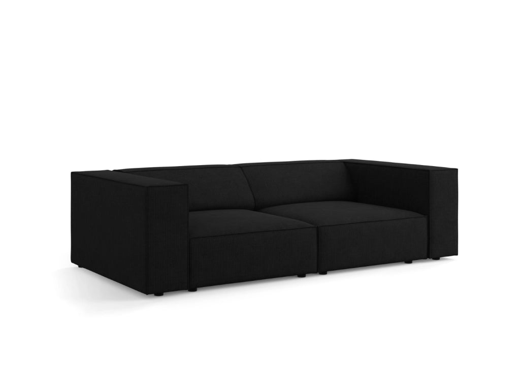 Cosmopolitan Design - Divano "Arendal" 3 posti in ciniglia con effetto a coste nero 