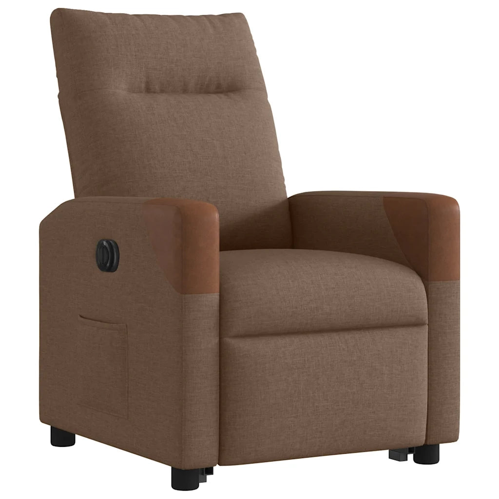 Poltrona Alzapersona Reclinabile Elettrica Marrone Tessuto 3324025