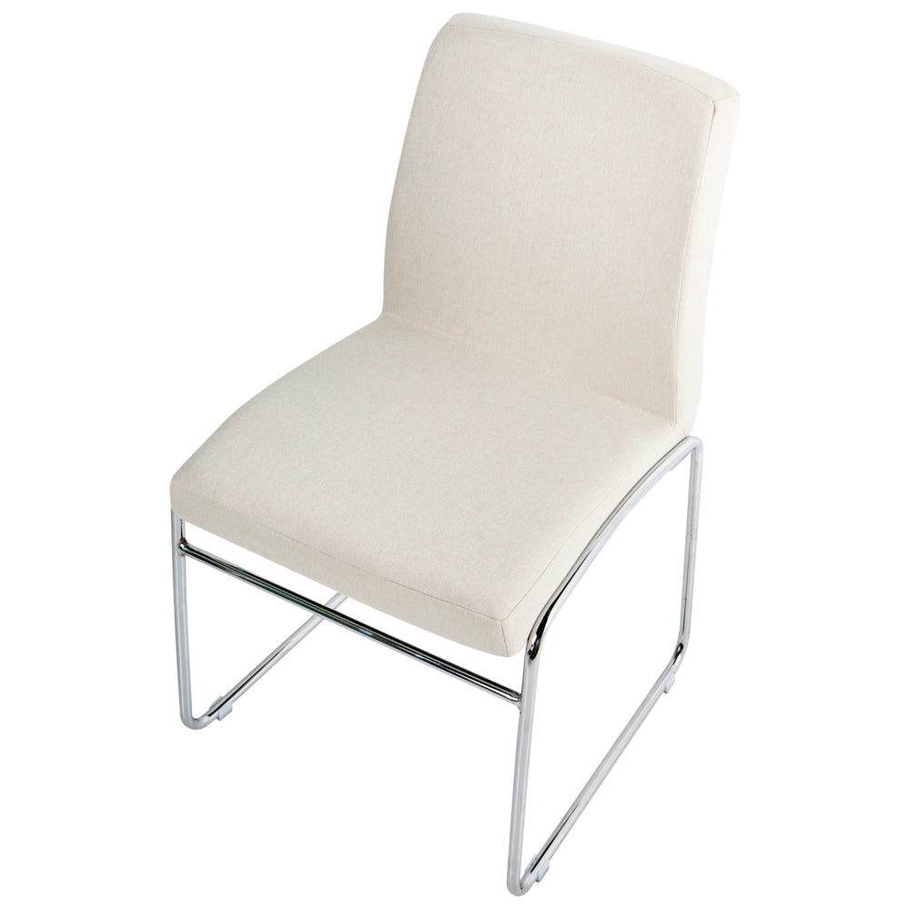 Set di 2 sedie da pranzo imbottite con braccioli, rivestimento beige chiaro, base in metallo design moderno