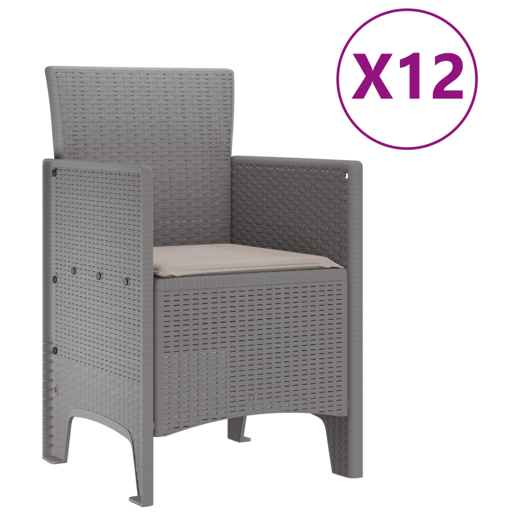 Set da Pranzo da Giardino  da 13 Pezzi con Cuscini Grigio Chiaro Polyrattan
