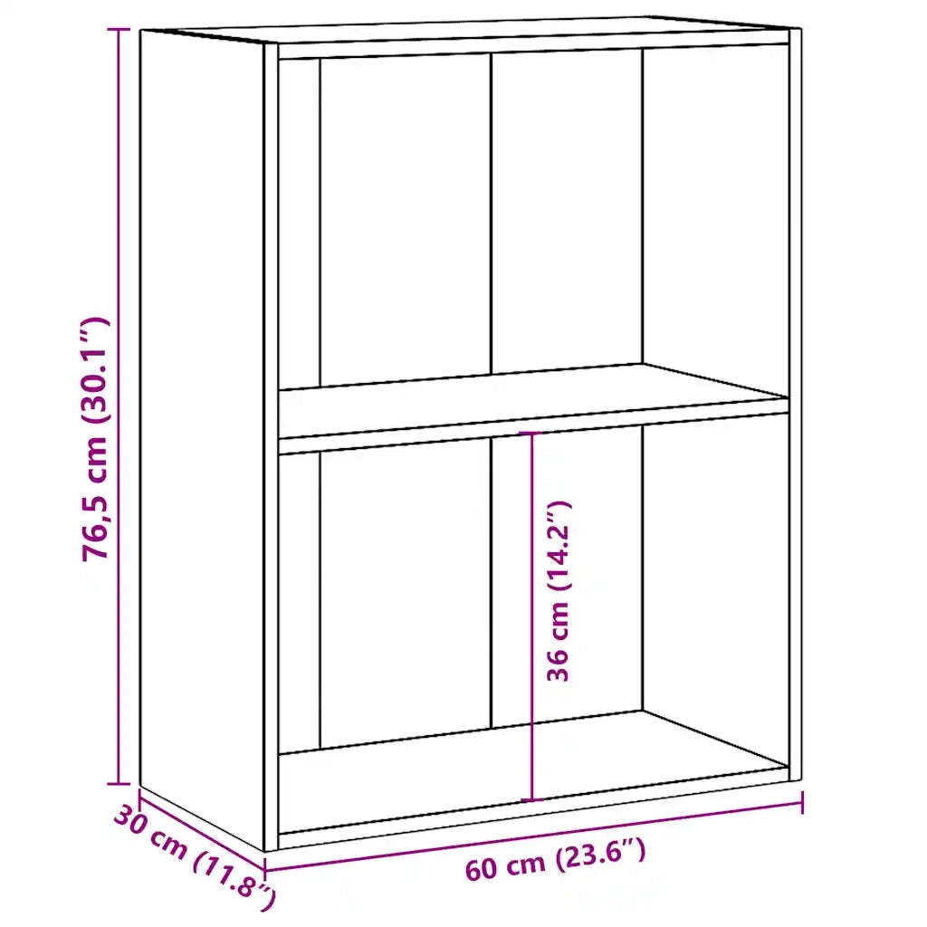Libreria 2 Ripiani Grigio Cemento 60x30x76,5 Legno Multistrato 800967