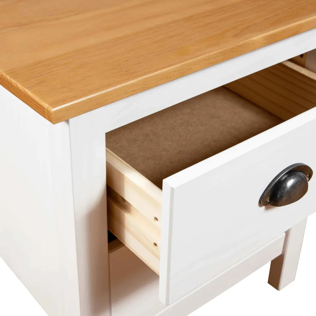 Set di 2 Comodini | Armadio da Notte | Mobiletto da notte Hill 46x35x49,5 cm Legno Massello di Pino