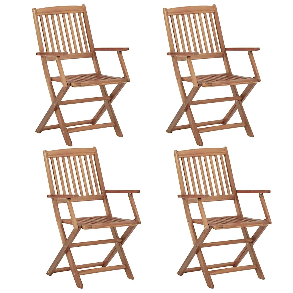 Sedie da Giardino Pieghevoli 4 pz con Cuscini Massello Acacia 3064626