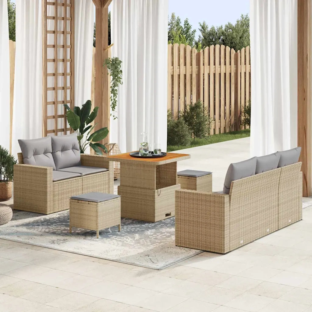 Set Divano da Giardino con cuscino 8 pcs beige e grigio chiaro 3363507